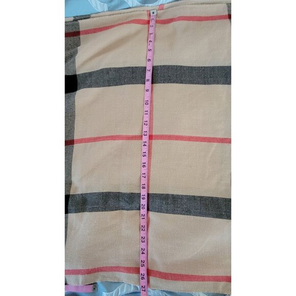 Plaid Fringe Shawl Scarf Beige & Black - Picture 2 of 5